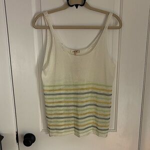 Mystree White Tank with Multicolor Stripes